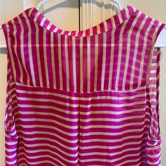 Gianni Bini Striped Women’s Sleeveless Sheer Top Blouse Sz L - Picture 9 of 11